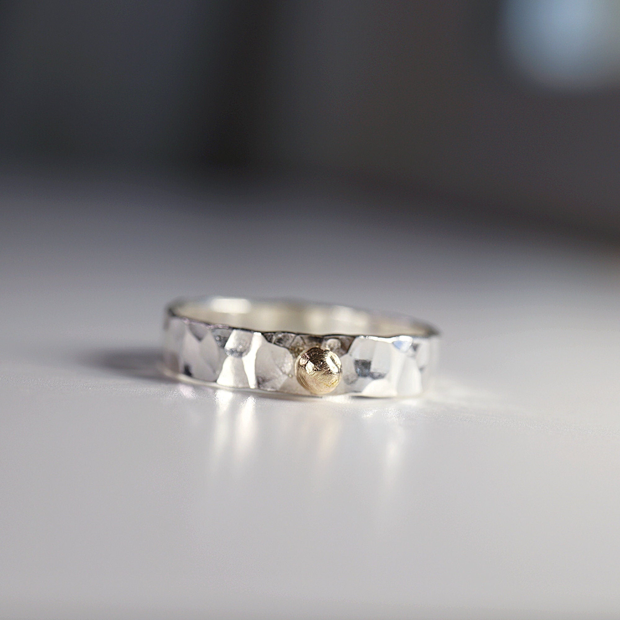 14k Gold Dot Stacking Gold Ball Ring - Mixed Metal Ring - Melt'm Jewelry