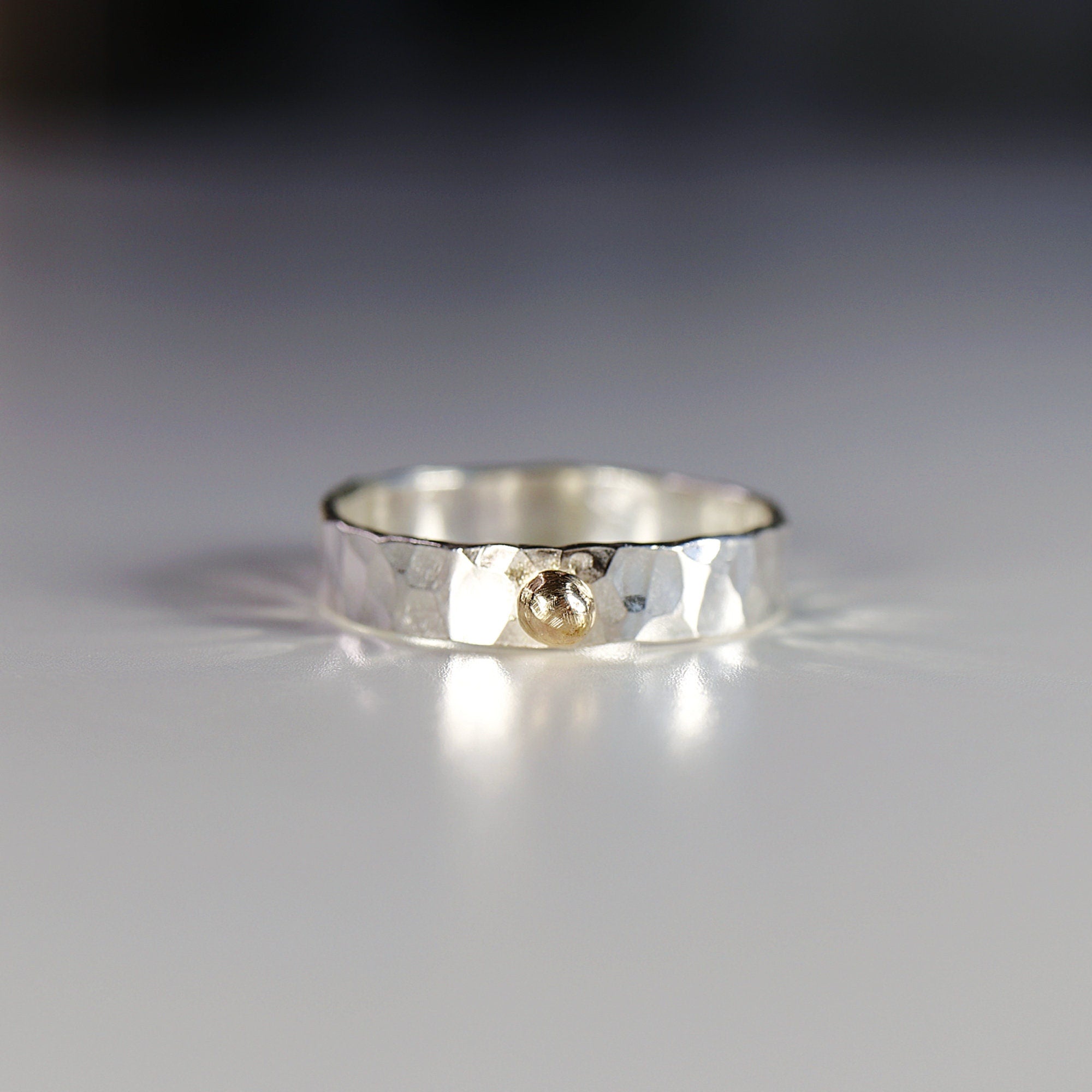 14k Gold Dot Stacking Gold Ball Ring - Mixed Metal Ring - Melt'm Jewelry