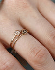 Solid 14k Gold Rustic Pebble Initial Ring