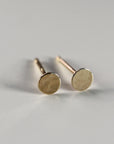 14k Solid Gold Stud Earrings - 4mm Hammered Disc Studs - Melt'm Jewelry