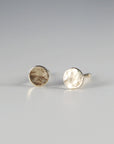 14k Solid Gold Stud Earrings - 4mm Hammered Disc Studs