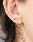 Moon and Star Earrings 14k Solid Gold