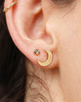 Moon and Star Earrings 14k Solid Gold