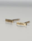 14k Solid Gold Hammered Bar Stud Earrings (SINGLE OR PAIR) - Melt'm Jewelry