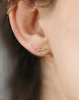 14k Solid Gold Hammered Bar Stud Earrings (SINGLE OR PAIR) - Melt'm Jewelry