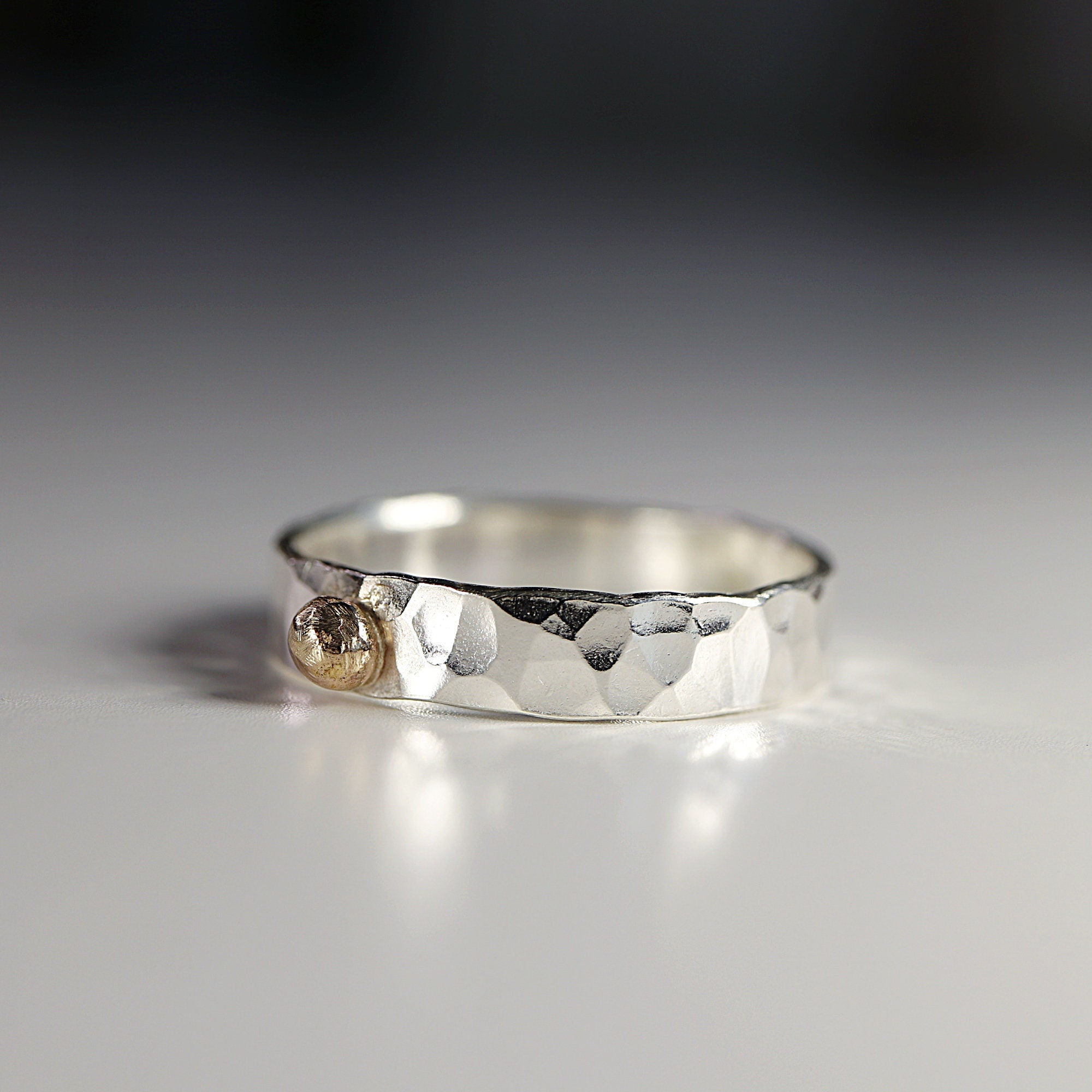 14k Gold Dot Stacking Gold Ball Ring - Mixed Metal Ring - Melt'm Jewelry