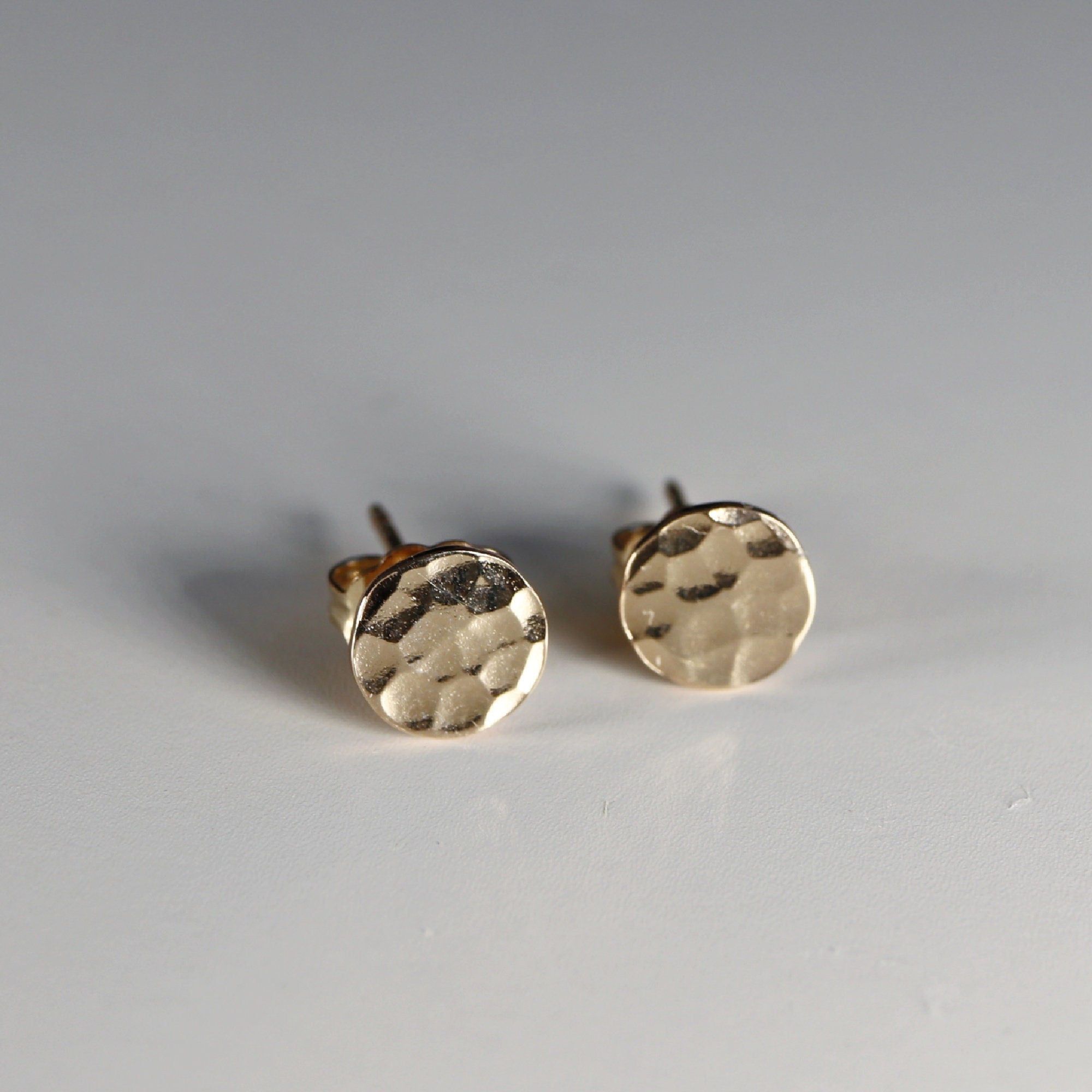 Gold Filled Hammered Disc Stud Earrings - Melt'm Jewelry