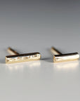 14k Gold Hammered Bar Stud Earrings (SINGLE or PAIR) - Melt'm Jewelry