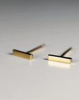 Minimalist Bar Stud Earrings 14k Gold