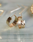 Chunky Gold Hoops, Hammered Gold Thick Hoop Earrings