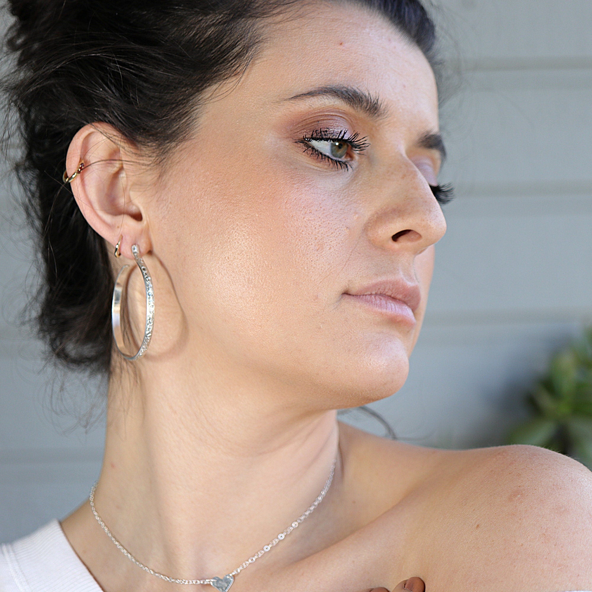 2 Inch Patterned Large Oval Hoop Earrings in Sterling Silver - Melt'm Jewelry