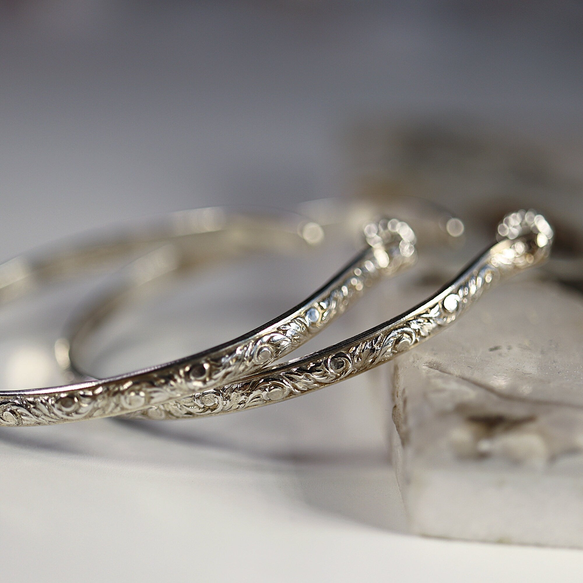 2 Inch Patterned Large Silver Hoop Earrings