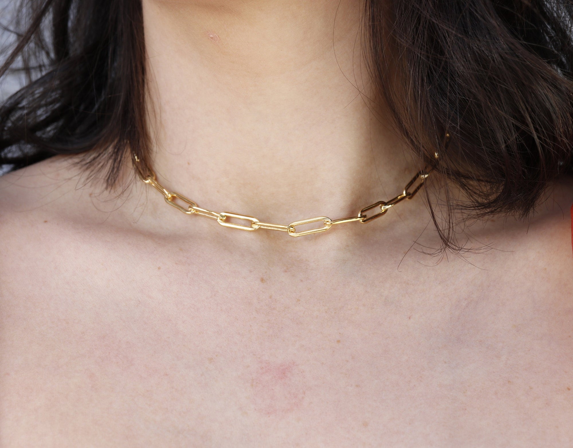 Elongated Thick Rectangle Chain Necklace