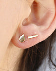 14k Gold Drop Dainty Stud Earrings