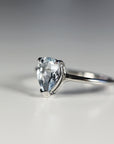 14k White Gold Pear Aquamarine Ring