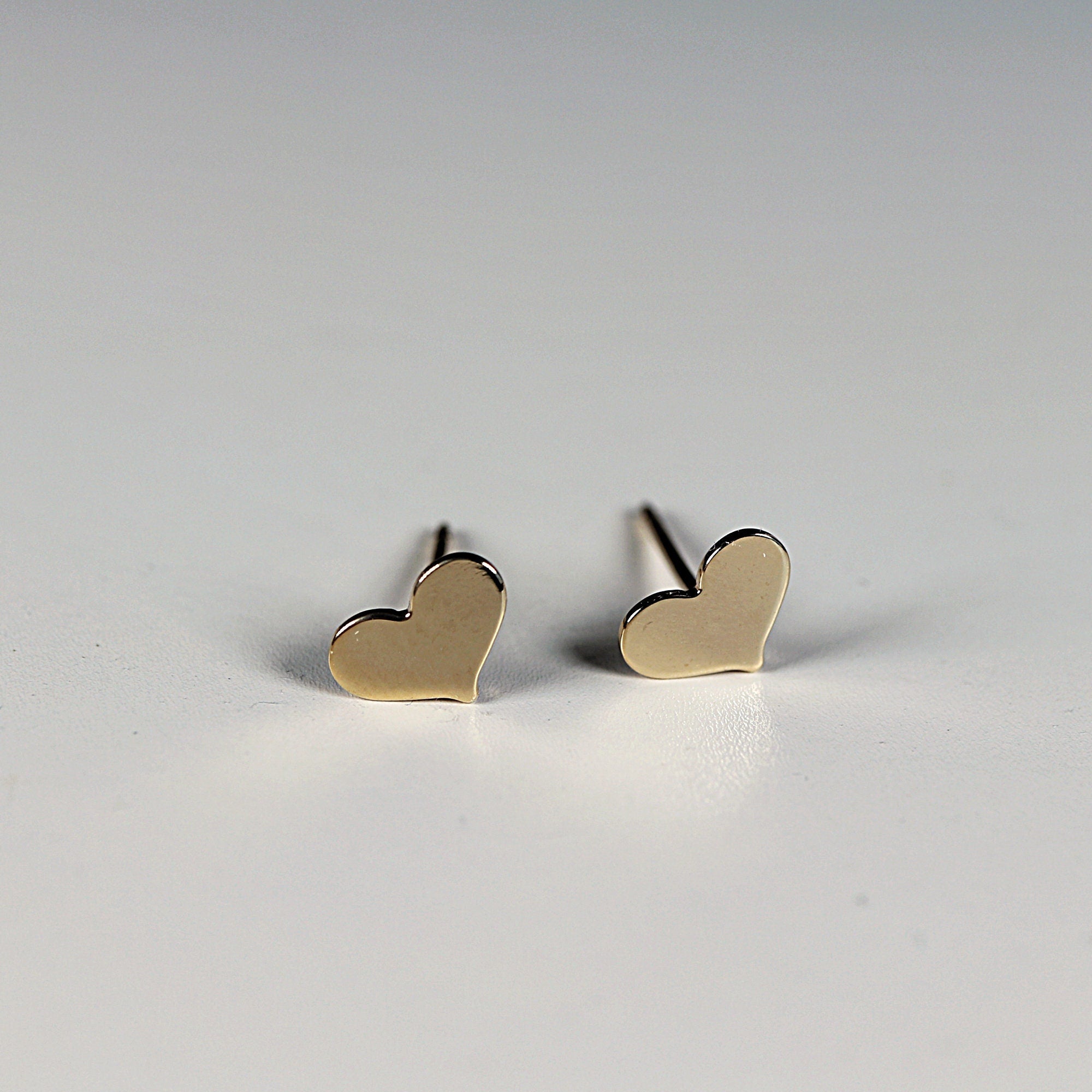 Tiny Heart Gold Stud Earrings