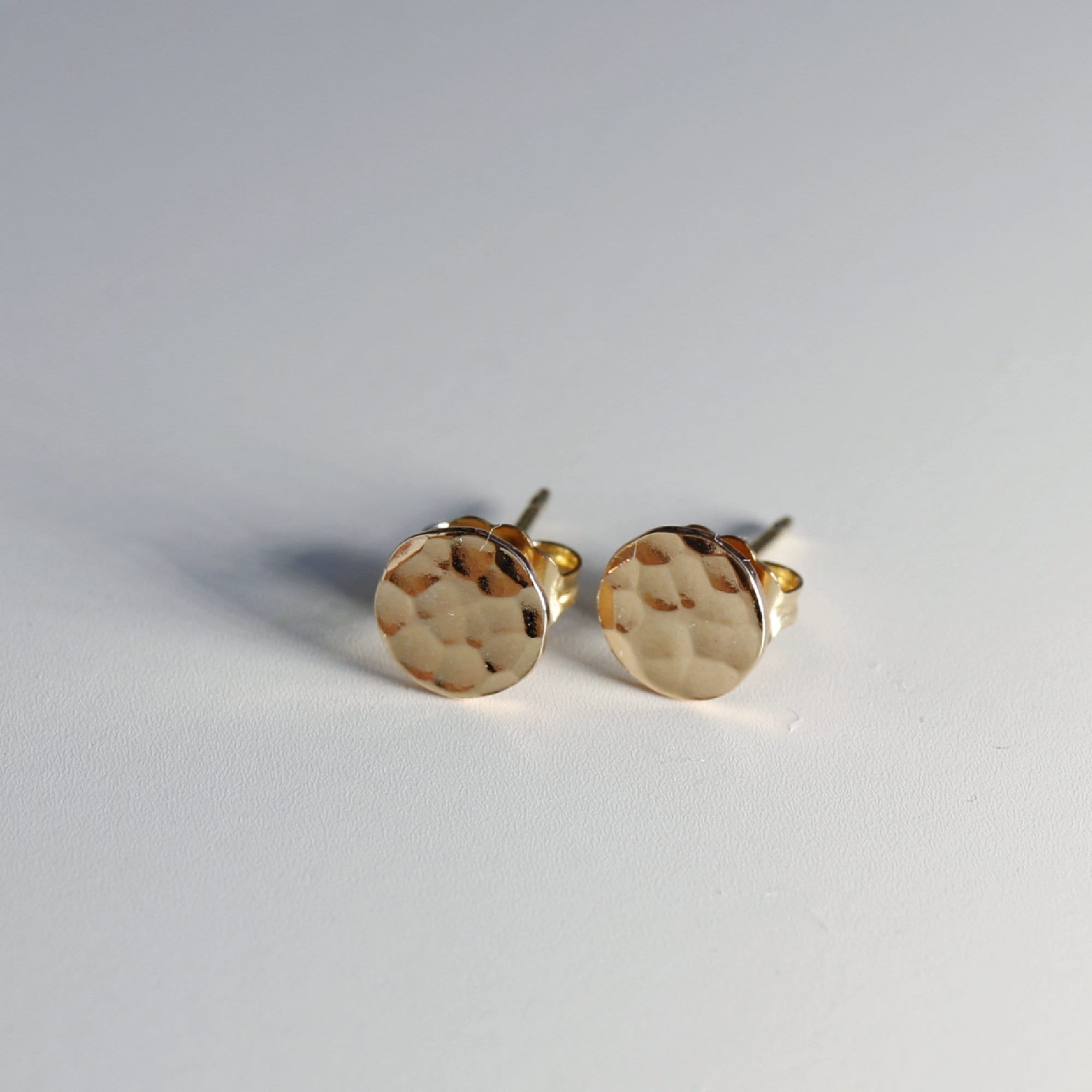 Gold Filled Hammered Disc Stud Earrings - Melt'm Jewelry