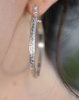 2 Inch Patterned Large Silver Hoop Earrings - Melt'm Jewelry