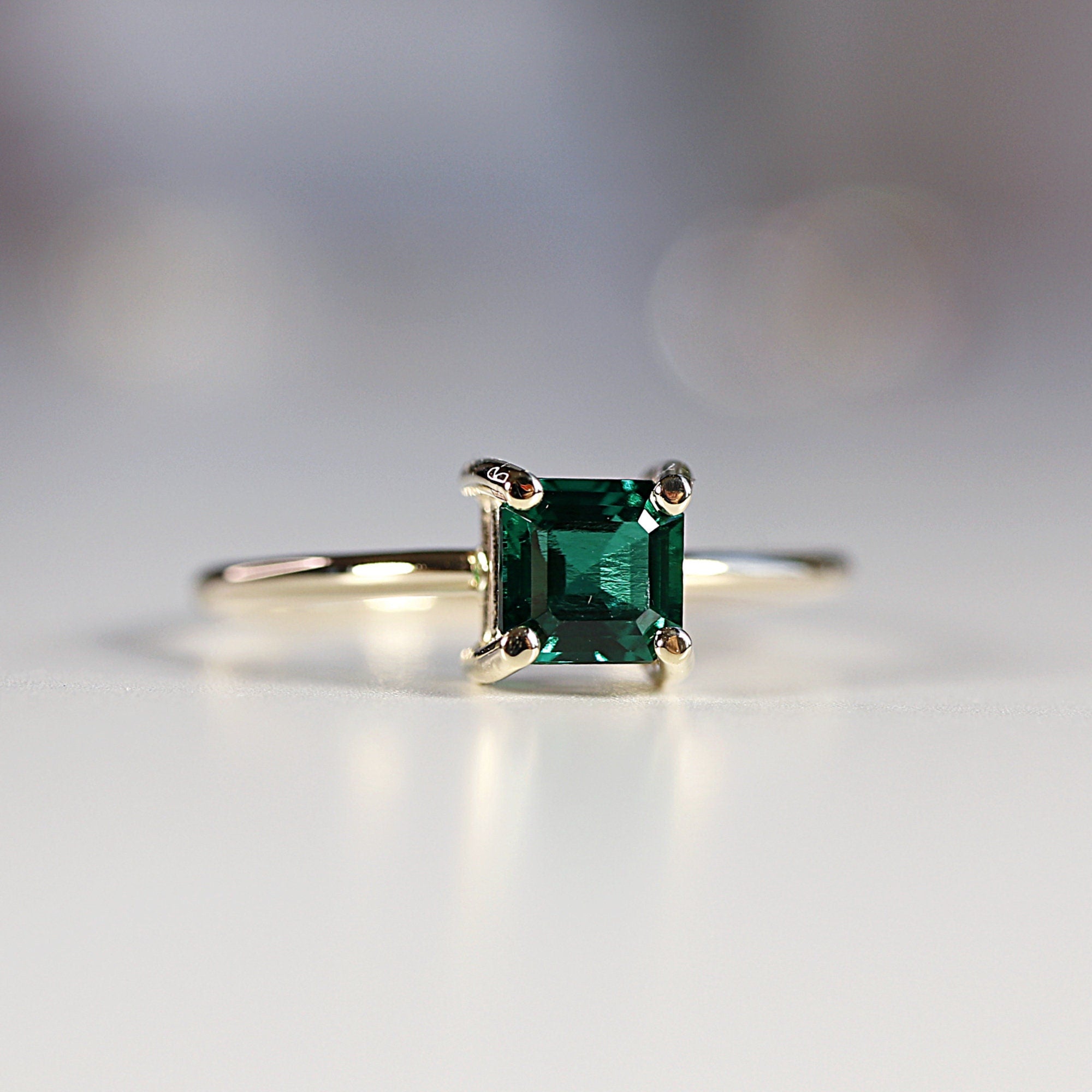 14k Gold Asscher Cut Emerald Ring - Melt'm Jewelry