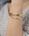 Gold Open Cuff Bracelet - Thick Hammered Gold Filled Bangles