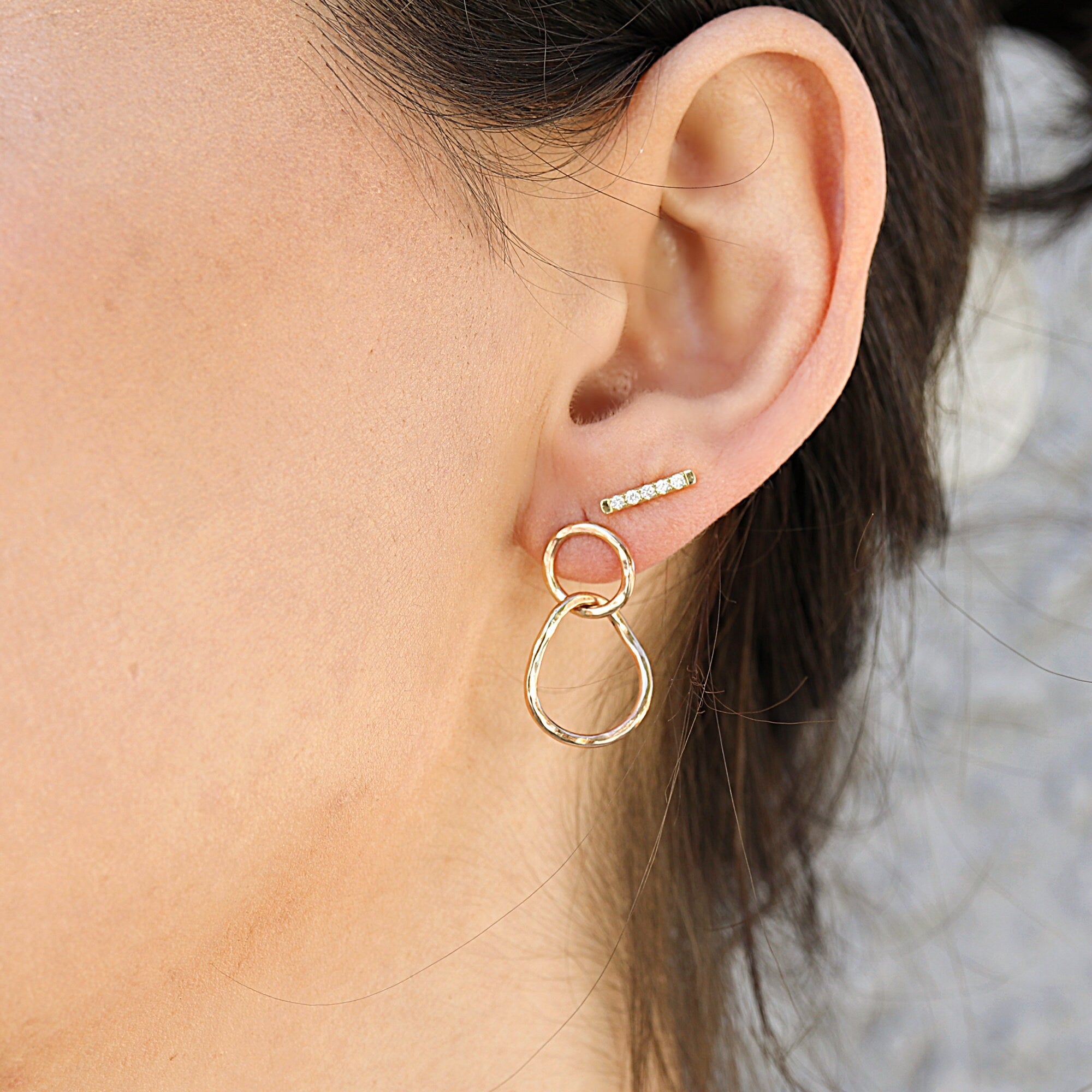 10k Solid Gold Organic Double Hoop Earrings