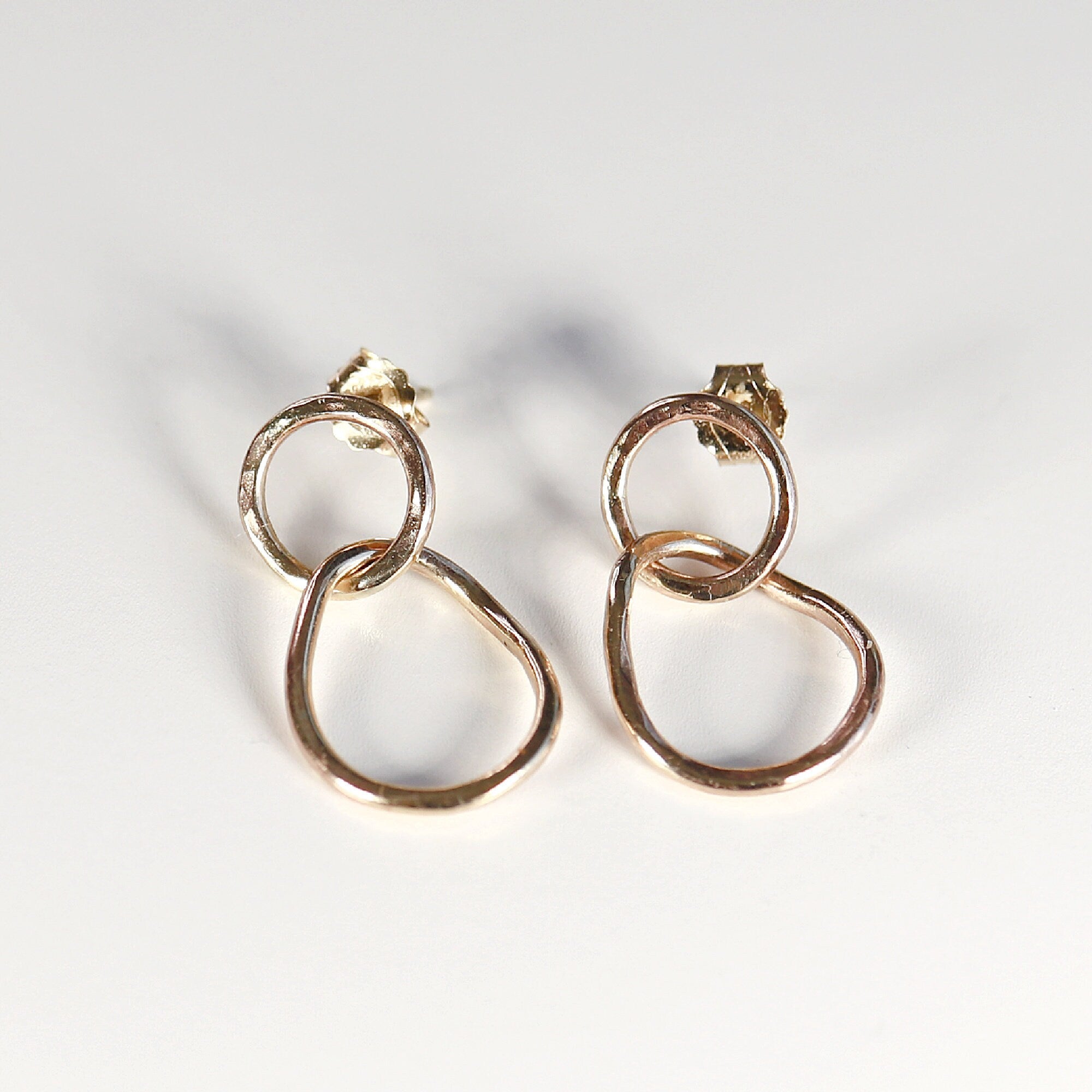 10k Solid Gold Organic Double Hoop Earrings