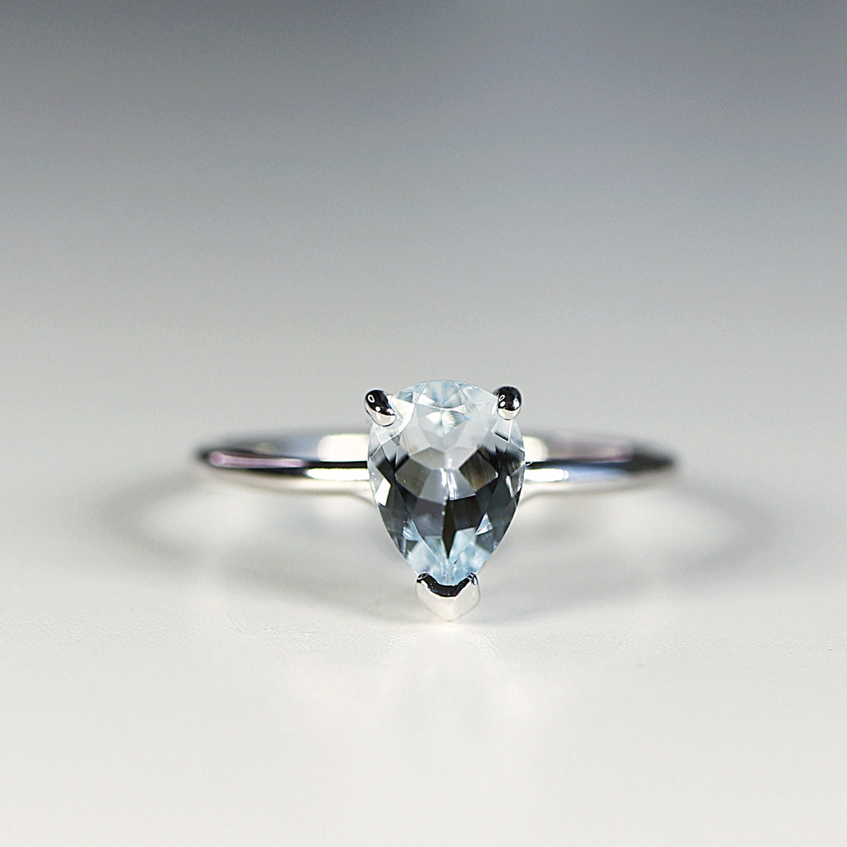 14k White Gold Pear Aquamarine Ring - Melt'm Jewelry