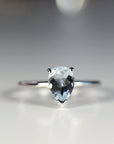 14k White Gold Pear Aquamarine Ring