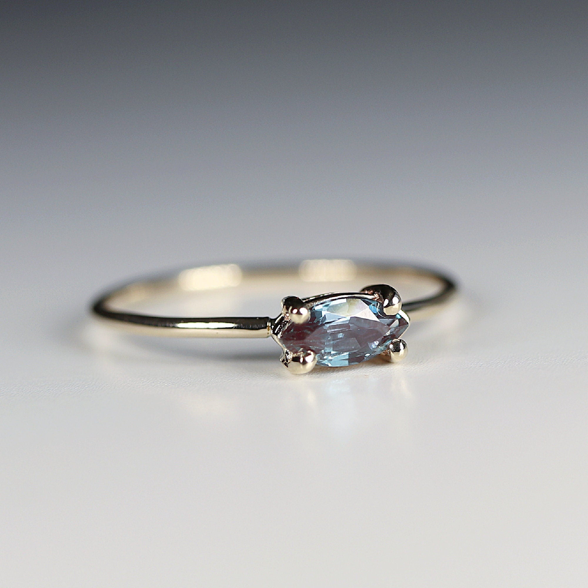 14k Gold East West Alexandrite Ring - Melt'm Jewelry