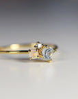 Dainty Aquamarine Opal and Diamond Cluster Ring - Melt'm Jewelry