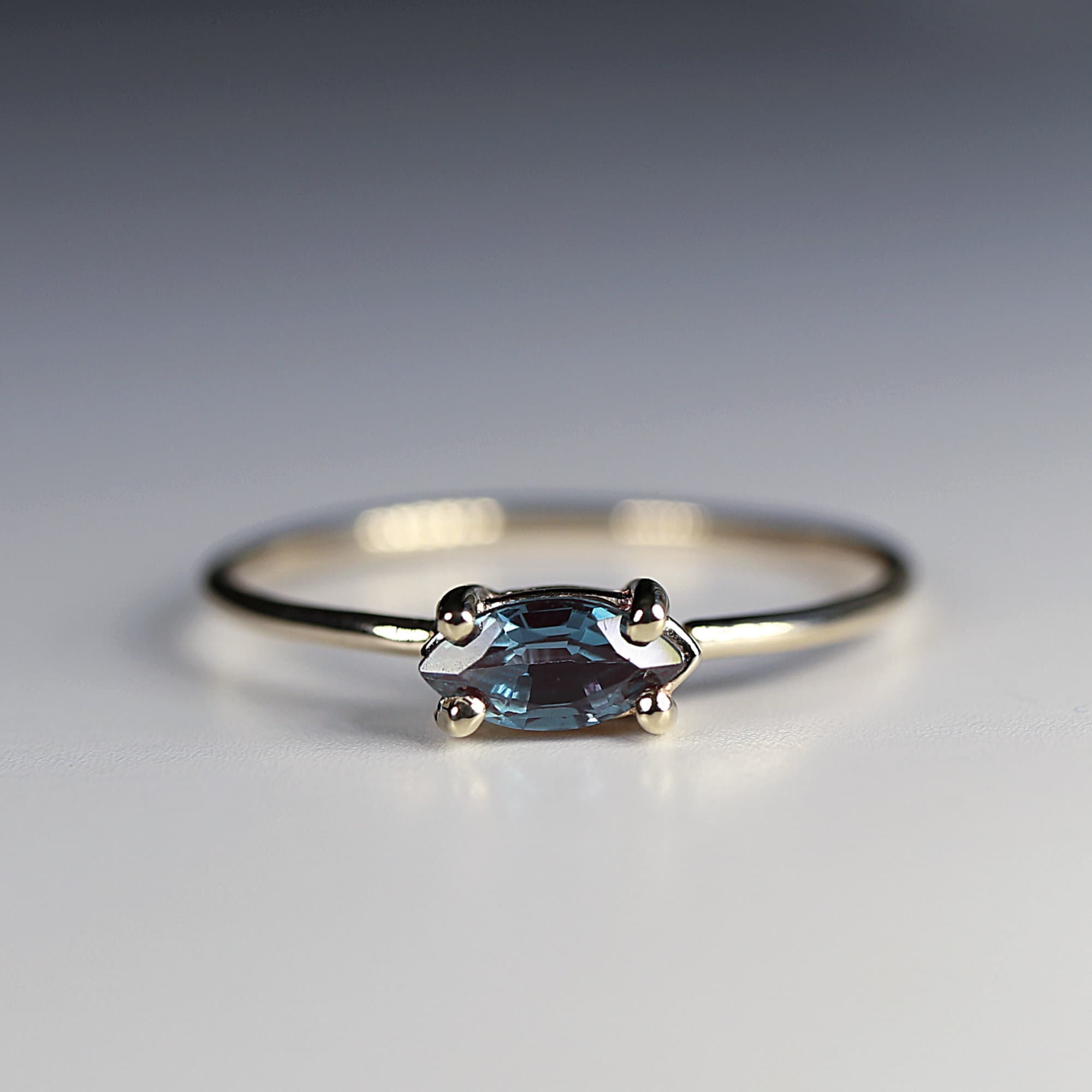 14k Gold East West Alexandrite Ring - Melt'm Jewelry