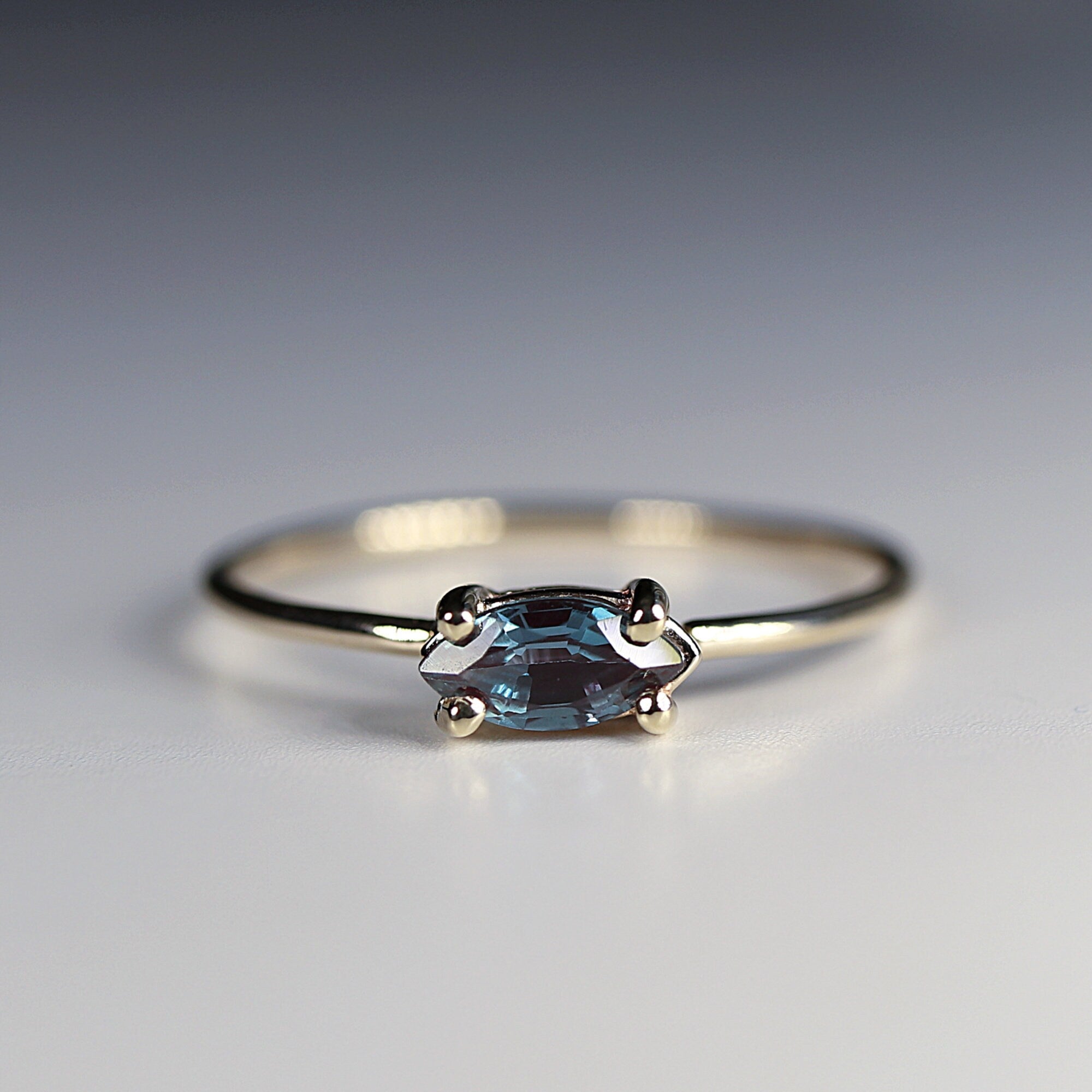 14k Gold East West Alexandrite Ring - Melt'm Jewelry