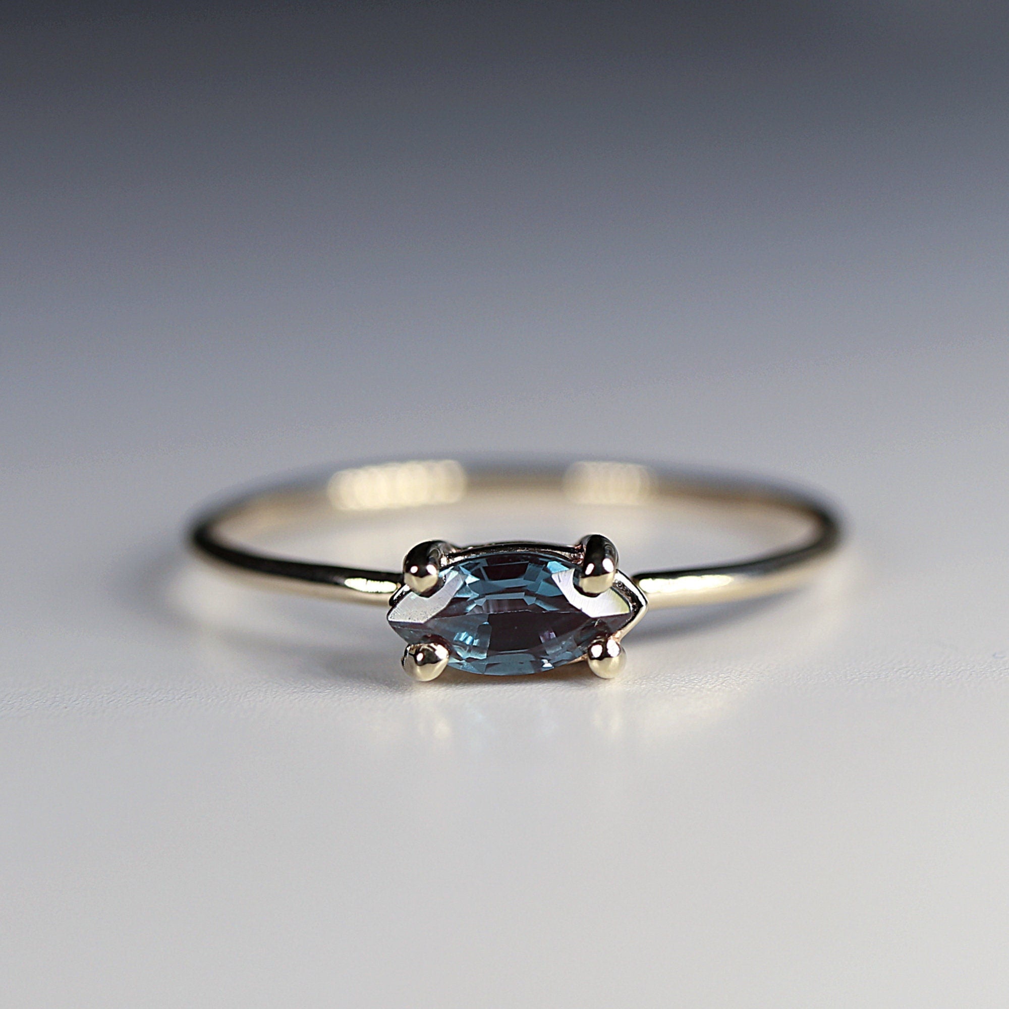 14k Gold East West Alexandrite Ring - Melt'm Jewelry