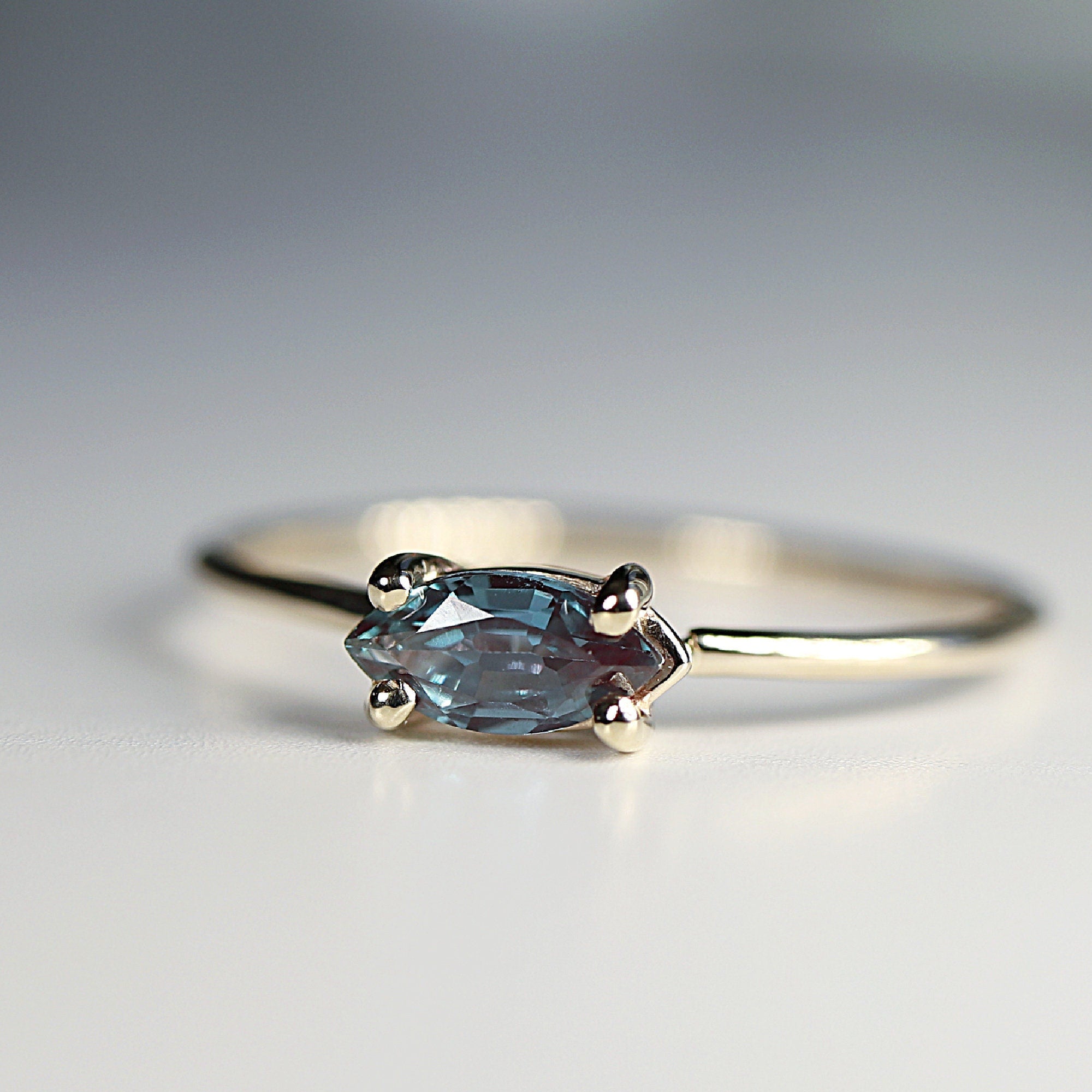 14k Gold East West Alexandrite Ring - Melt'm Jewelry