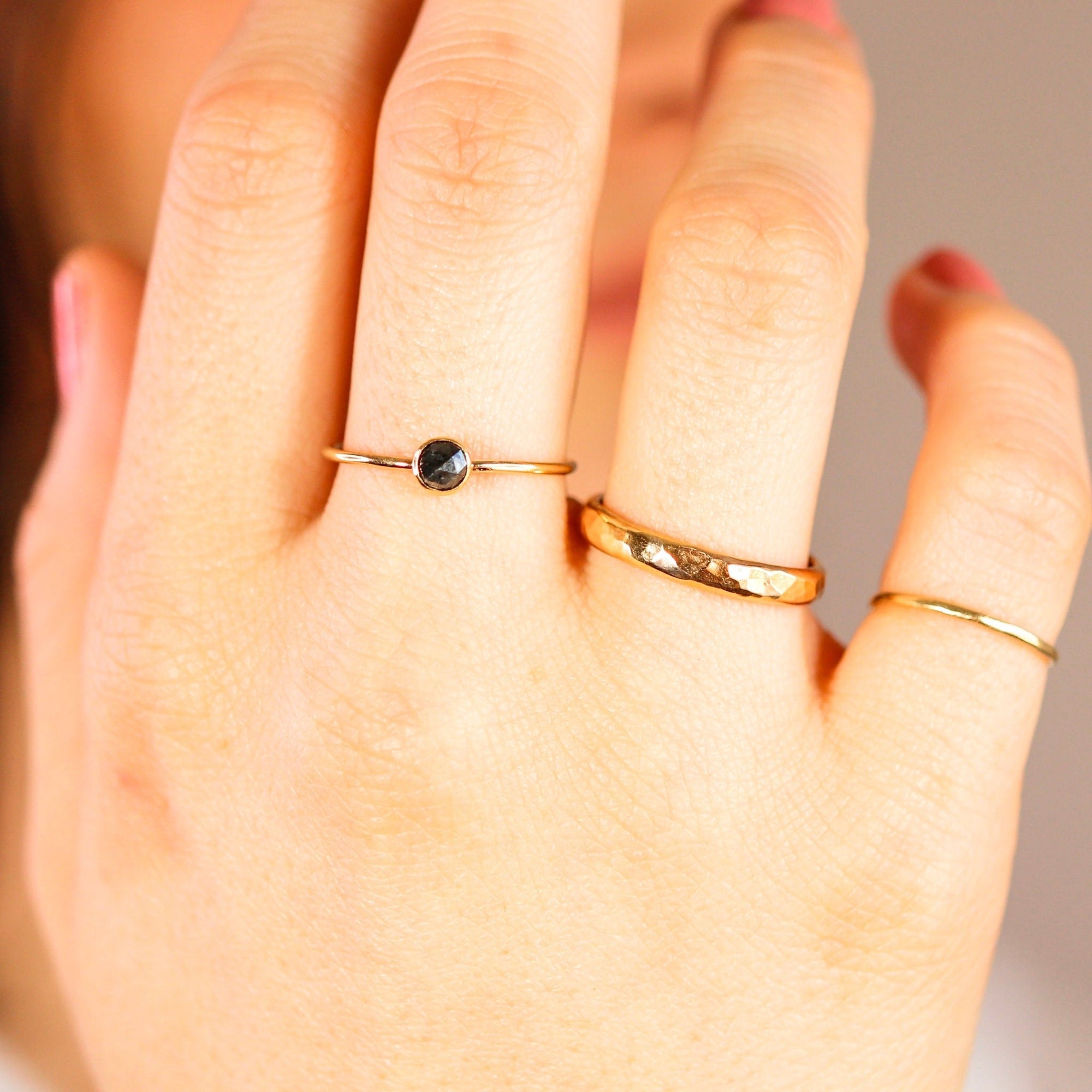 Hammered Gold Wedding Band, 14k Solid Yellow Gold - Melt'm Jewelry