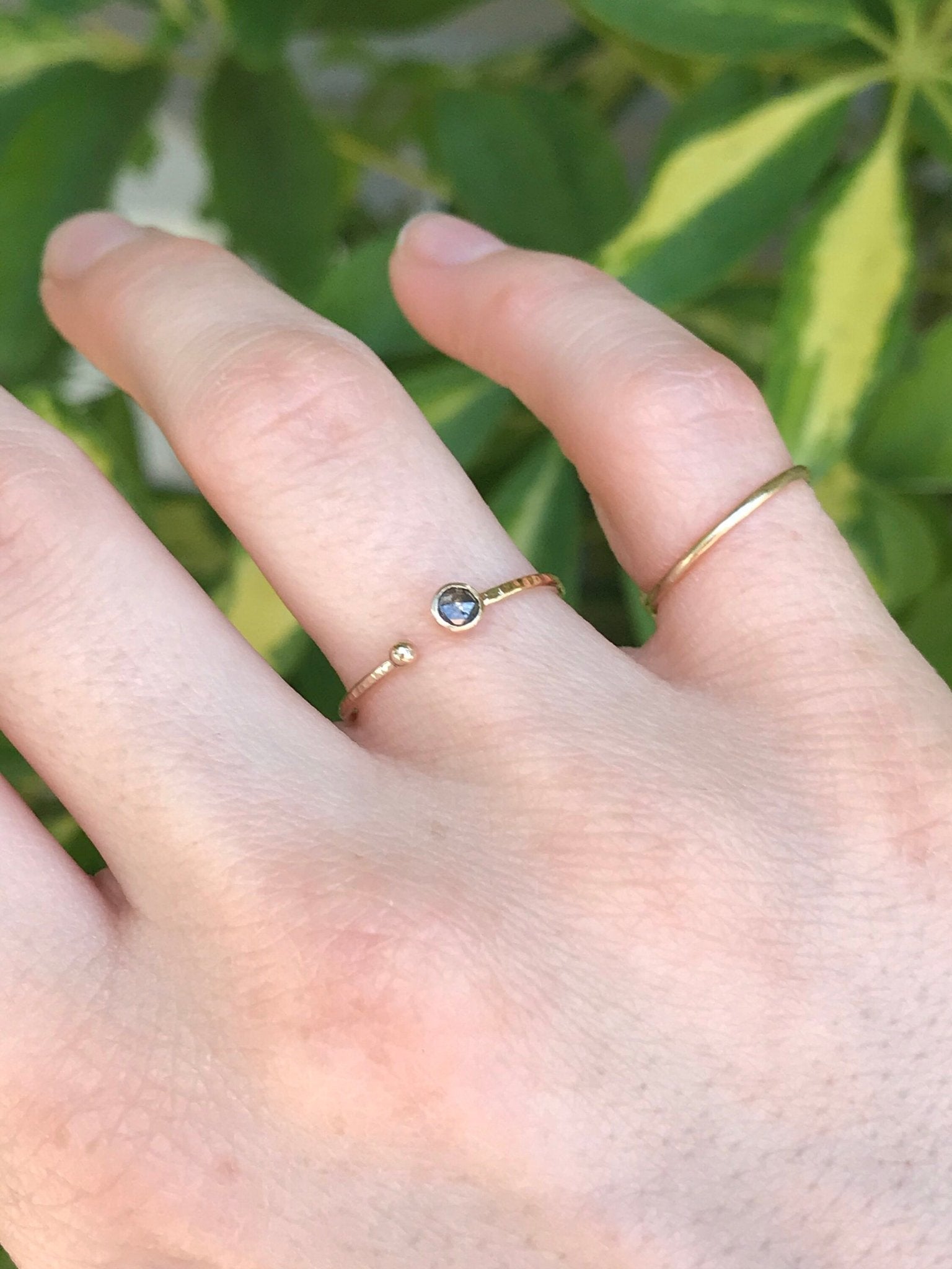 14k Gold Salt and Pepper Diamond Ring, Open Cuff Ring - Melt'm Jewelry