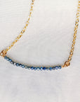 Mystic Sapphire Bar Necklace Gold Filled