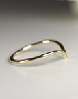 14k Solid Gold Dainty V Diamond Wedding Band - Melt'm Jewelry