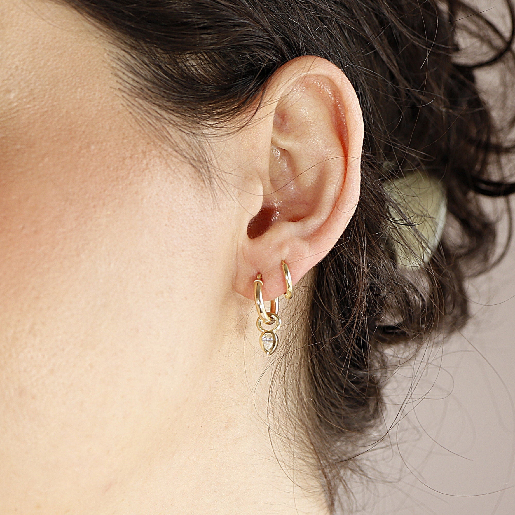 Pear Diamond Dangle Hoops Huggies - Melt'm Jewelry