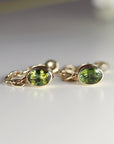 14k Solid Gold Green Tourmaline Chain Earrings - Melt'm Jewelry