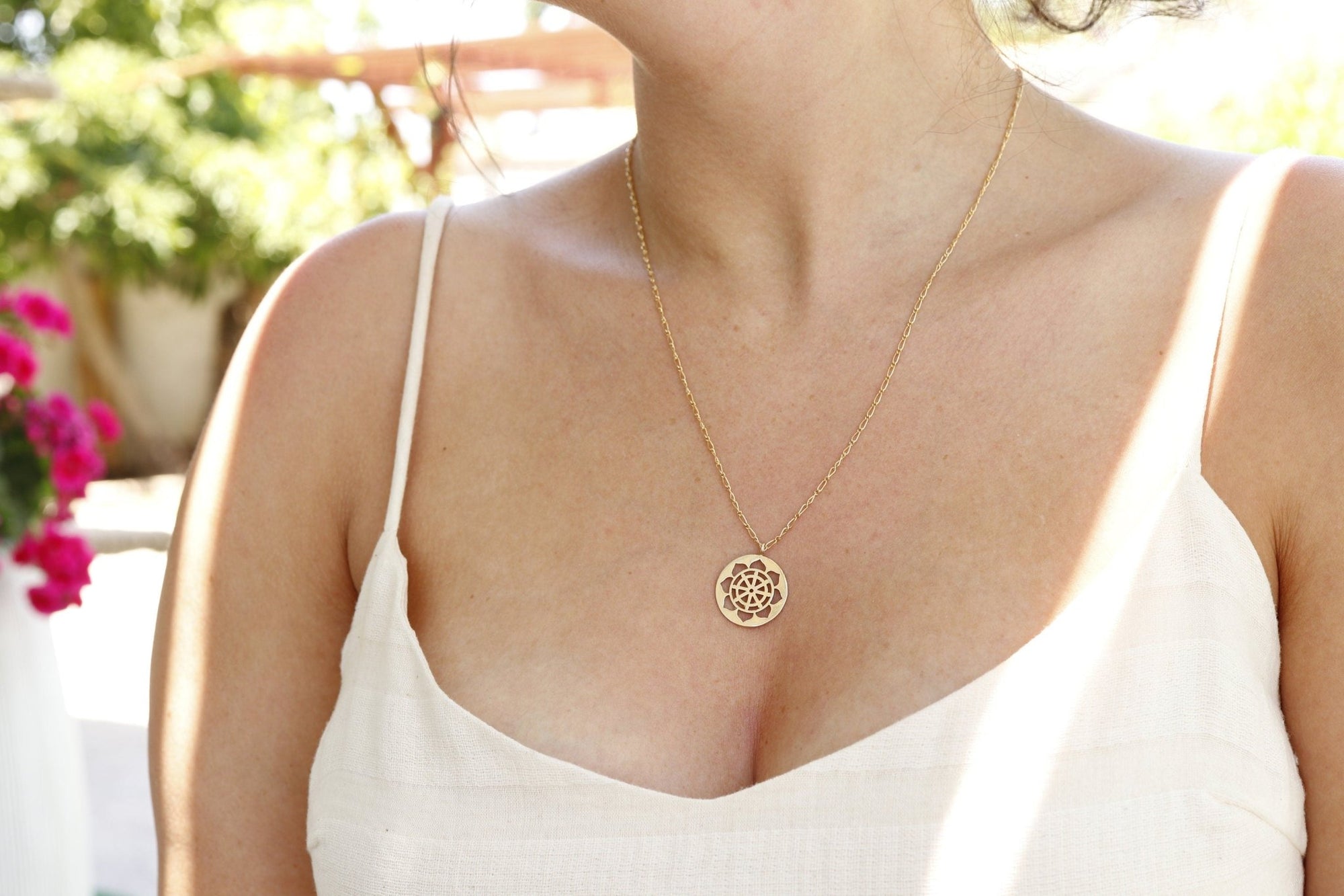Heart Chakra Necklace – 14k Solid Gold Anahata Chakra Medallion Pendant, Spiritual Yoga Jewelry - Melt'm Jewelry
