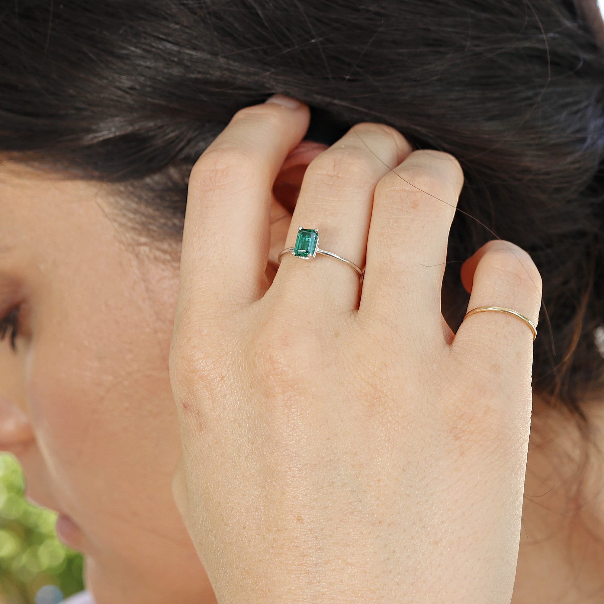 Emerald Engagement Ring 14k Gold - Melt'm Jewelry