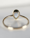 Pear Aquamarine Ring, Bezel Set 14k Gold Ring