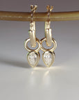 Pear Diamond Dangle Hoops Huggies