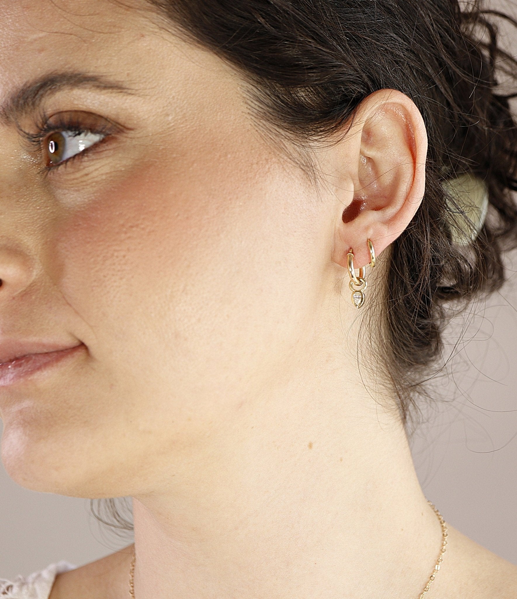 Pear Diamond Dangle Hoops Huggies - Melt'm Jewelry
