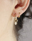 Pear Diamond Dangle Hoops Huggies