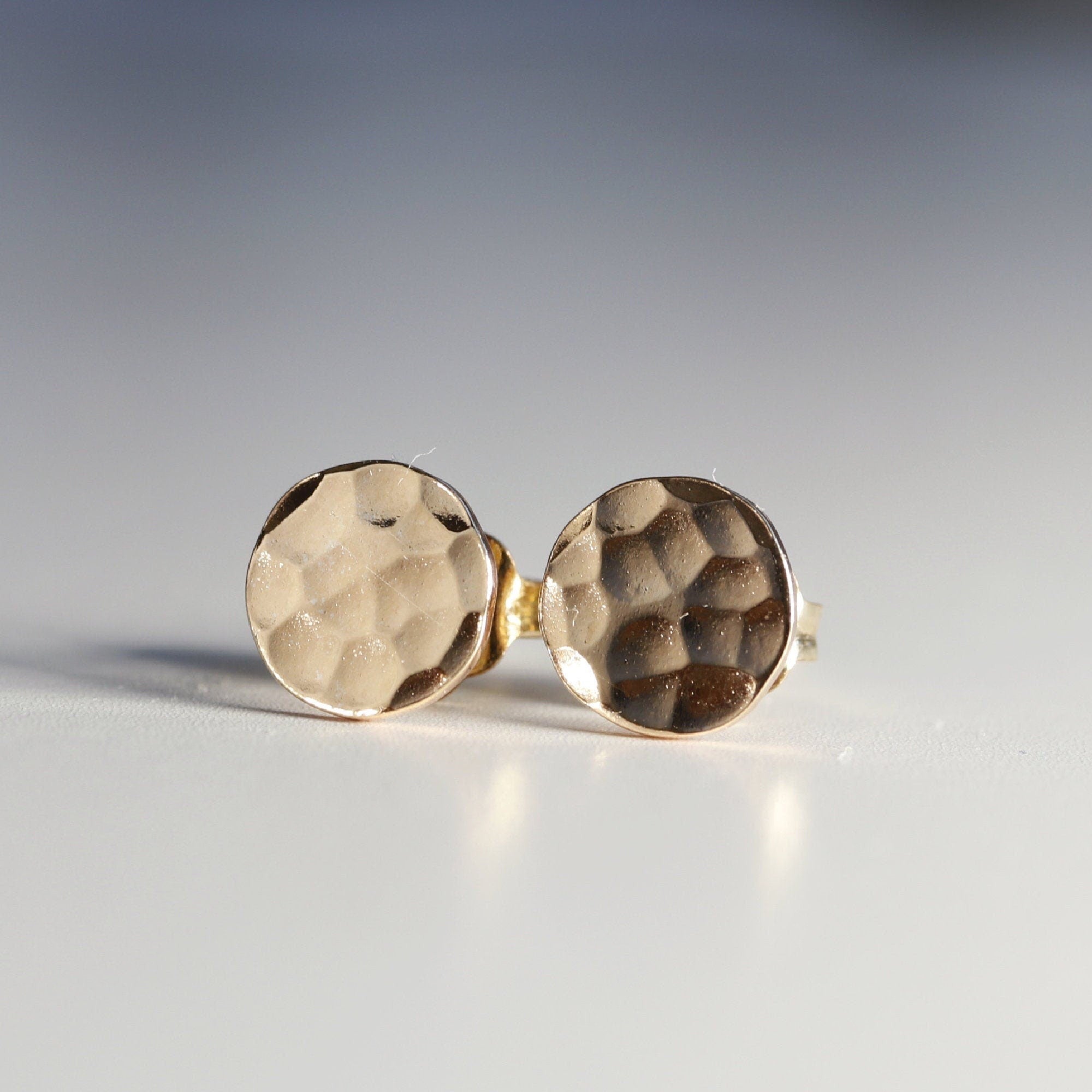 Gold Filled Hammered Disc Stud Earrings - Melt'm Jewelry