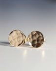 Gold Filled Hammered Disc Stud Earrings - Melt'm Jewelry
