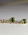 14k Solid Gold Green Tourmaline Chain Earrings - Melt'm Jewelry