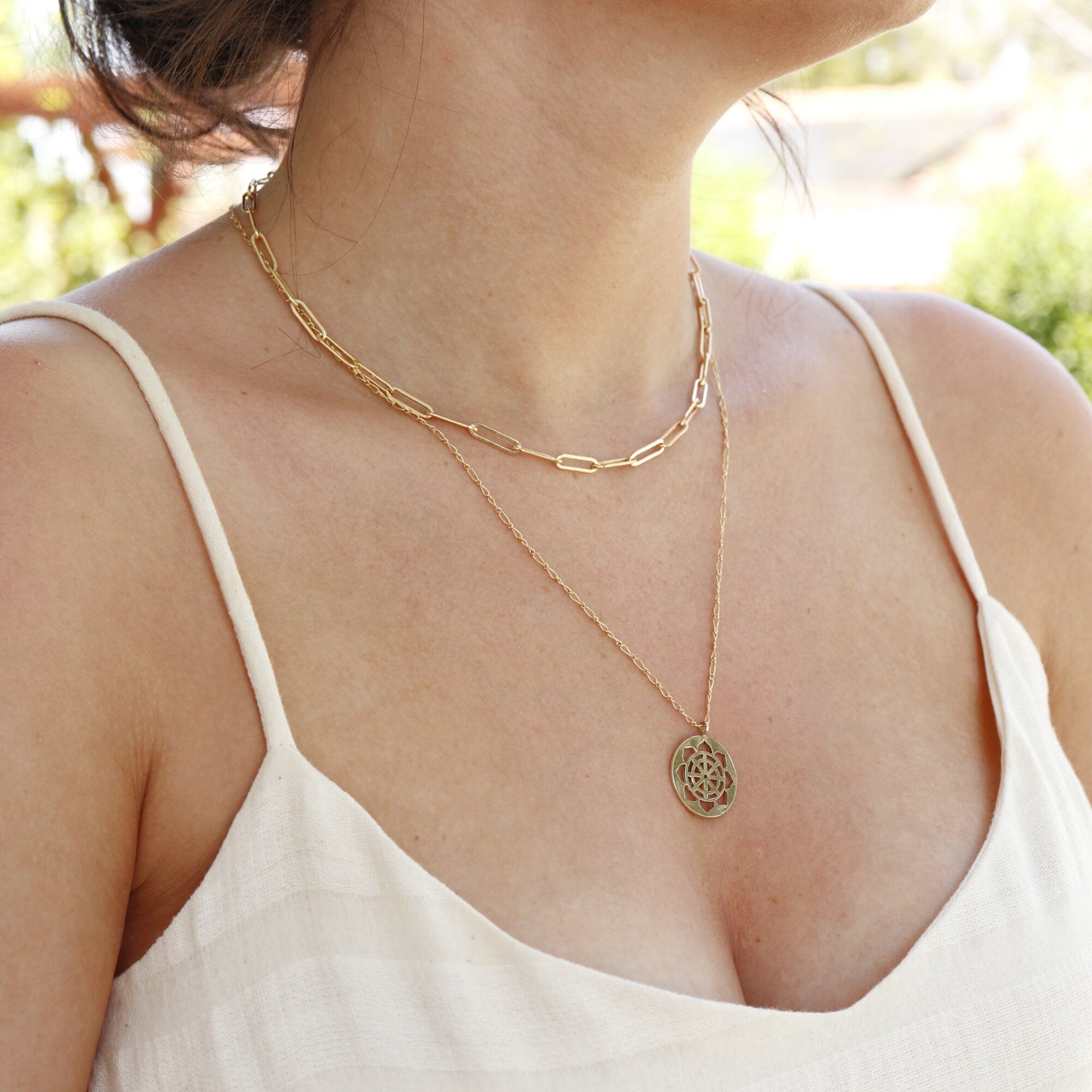 14k Solid Gold Heart Chakra Symbol Necklace